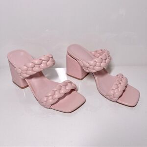 Ricristy Braided Square Toe Chunky Block Heeled Sandals